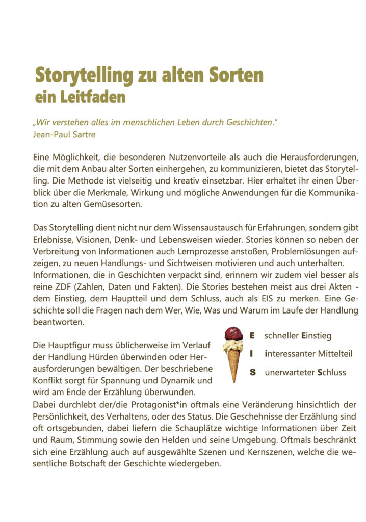 Leitfaden Storytelling zu alten Sorten